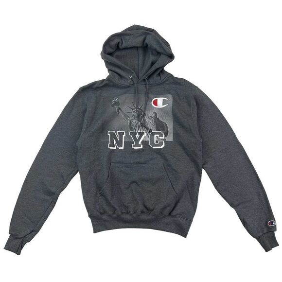 New Champion NYC Women Gray Hoodie Long Sleeve Fleece Pullover Sweater  US S - Picture 2 of 12